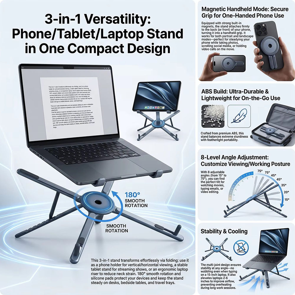 Portable Magnetic Phone Holder - Laptop Tablet Accessories recension och pris